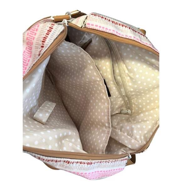 Jessica Simpson Malibu Large Striped Canvas Tote Weekender Tota Bag - Picture 3 of 6